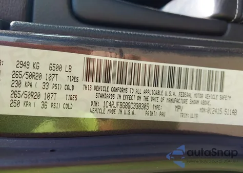 2016 Jeep Grand Cherokee Limited z USA, uszkodzony, nr VIN 1C4RJFBG8GC338305